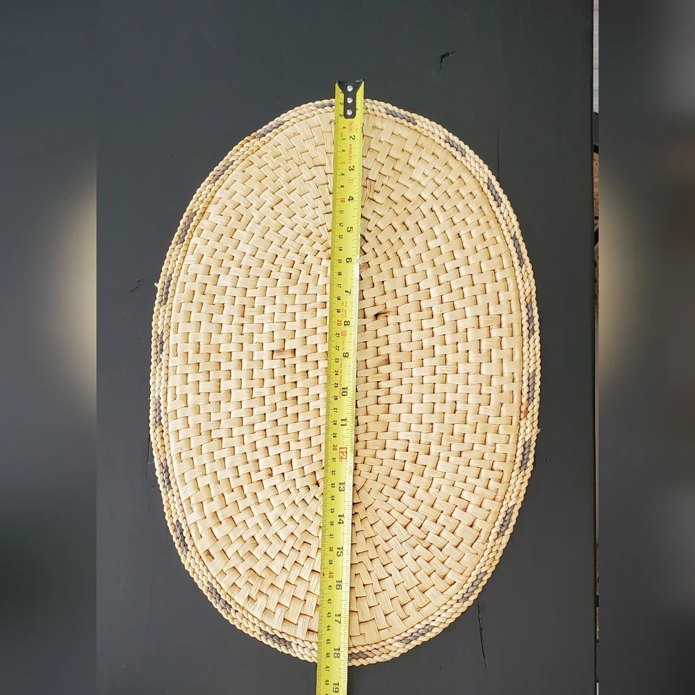 Boho 6 Thick Oval Woven Table Placemats, Natural, 12